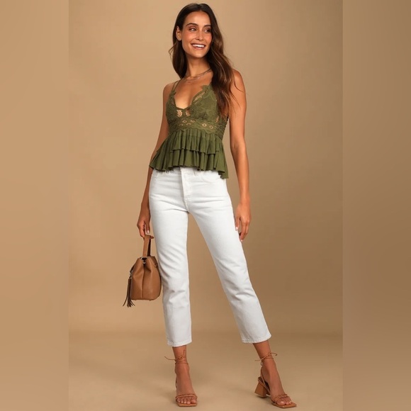 FREE PEOPLE  Adella Cami Green Moss Olive NWT - Picture 3 of 11